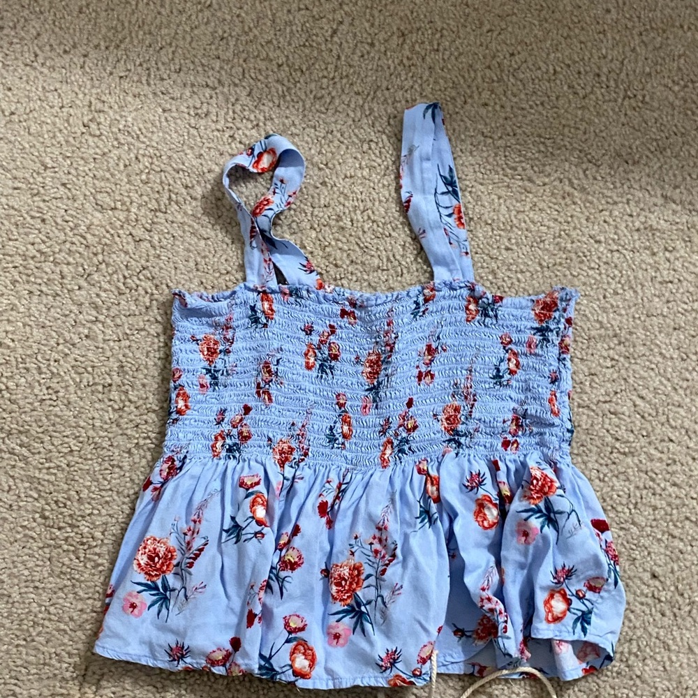 Cute blue loose tank top